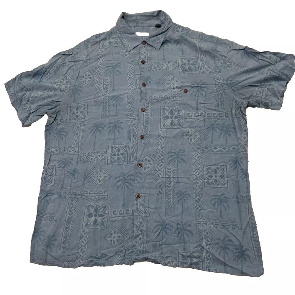 Moda Campia Moda Shirt Men XL Baby Blue Vintage Button Up Short Sleeve Casual XL